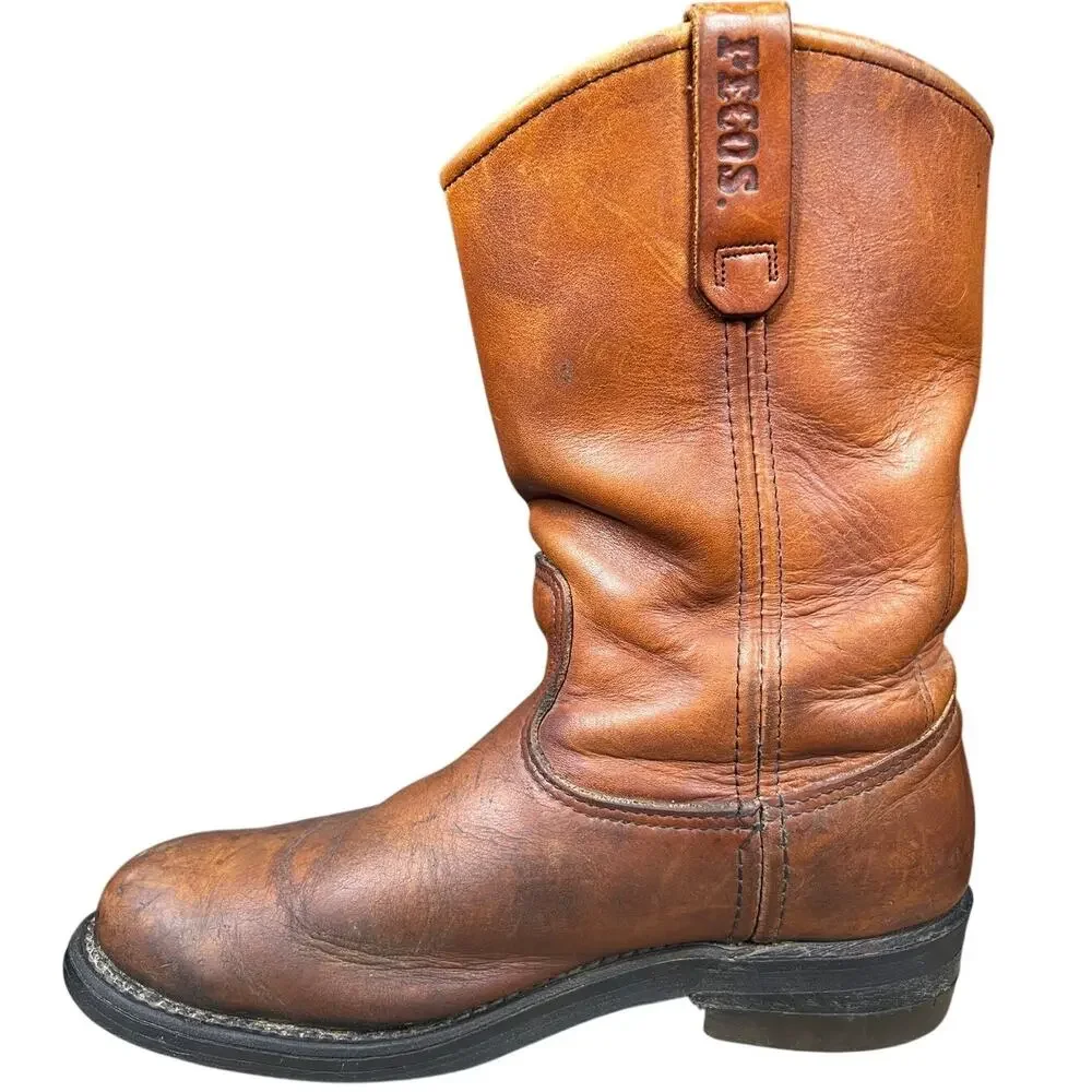 Vintage Red Wing 1198 Pecos Brown Leather Soft Toe Western Boot Size 8.5 D